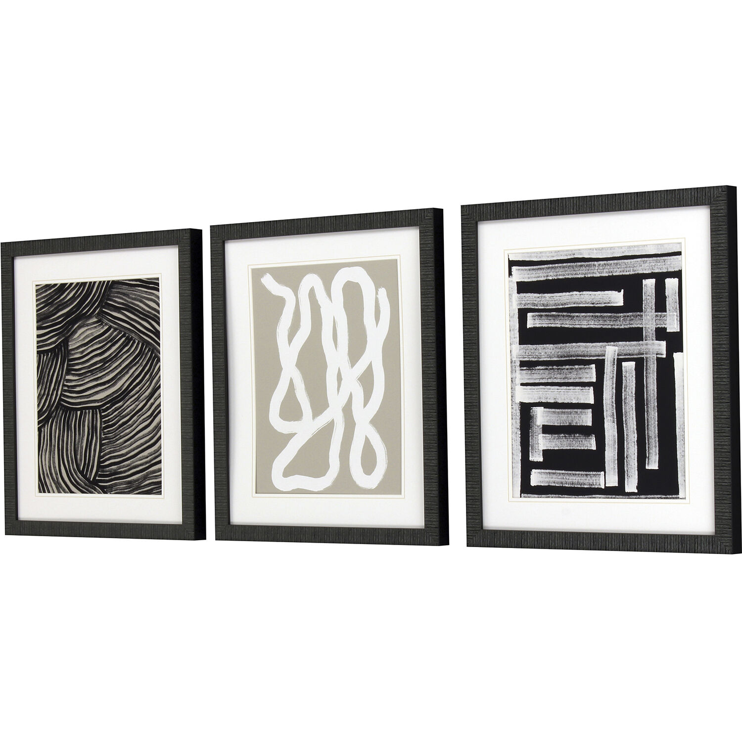 Naive Lines Black and Beige and Neutral and White Framed Art