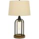 Ciney 27 inch 100 watt Black and Pine Wood Table Lamp Portable Light, with Night Light