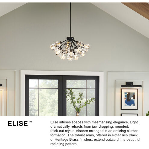Elise LED 27.25 inch Black Chandelier Ceiling Light, Semi-Flush Mount