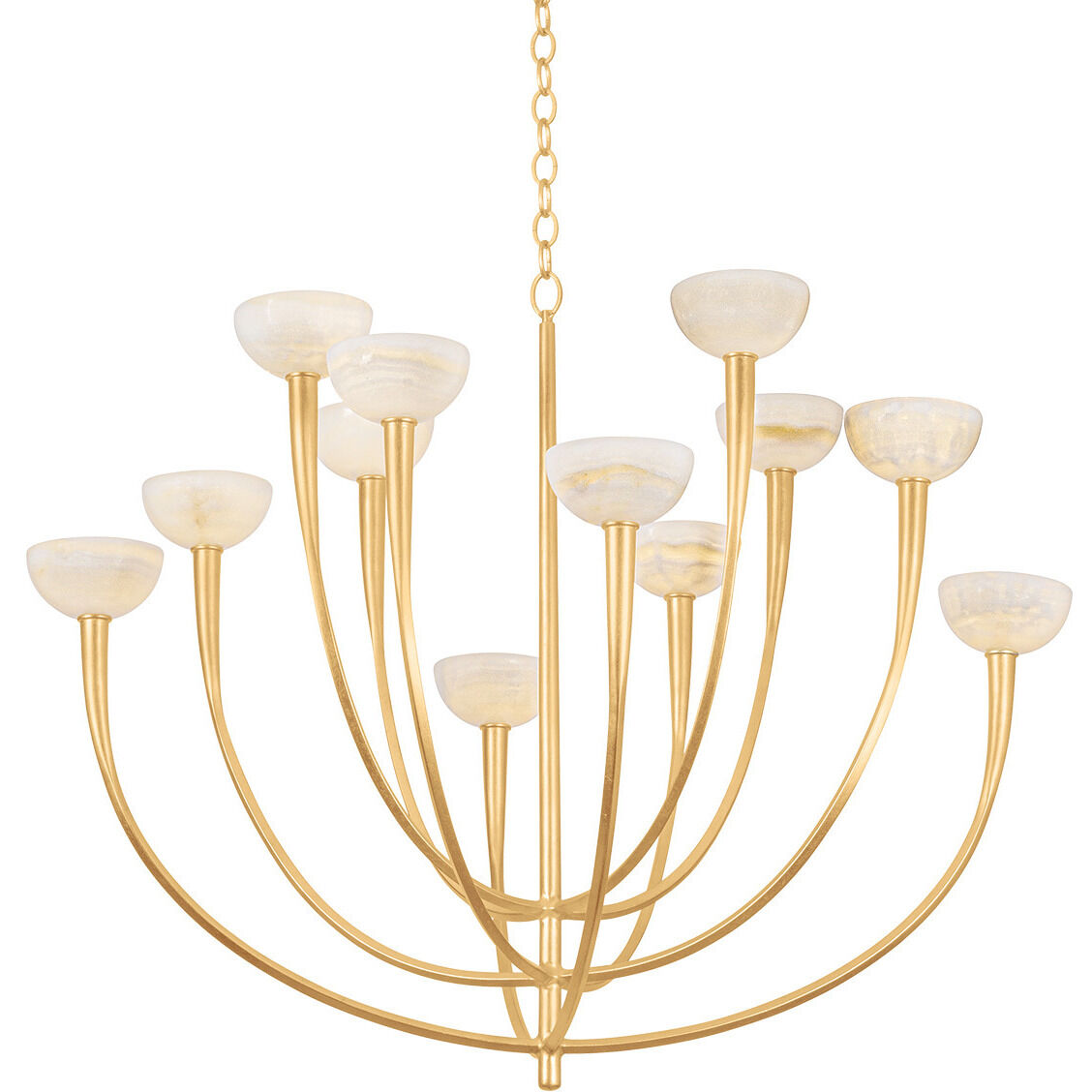 Maywood 12 Light 45.25 inch Vintage Gold Leaf Chandelier Ceiling Light
