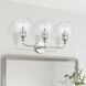 Downtown 3 Light 24 inch Brushed Nickel Vanity Sconce Wall Light, Sphere