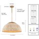 Copa 4 Light 24 inch Natural Brass Pendant Ceiling Light, Converts to Semi Flush