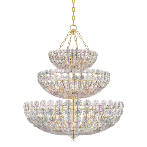 Floral Park 24 Light 34 inch Aged Brass Chandelier Ceiling Light