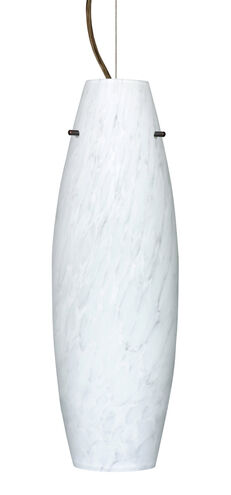 Tara 1 Light Bronze Pendant Ceiling Light in Carrera Glass, Incandescent