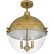 Perrine 3 Light 16 inch Weathered Brass Semi-Flush Mount Ceiling Light