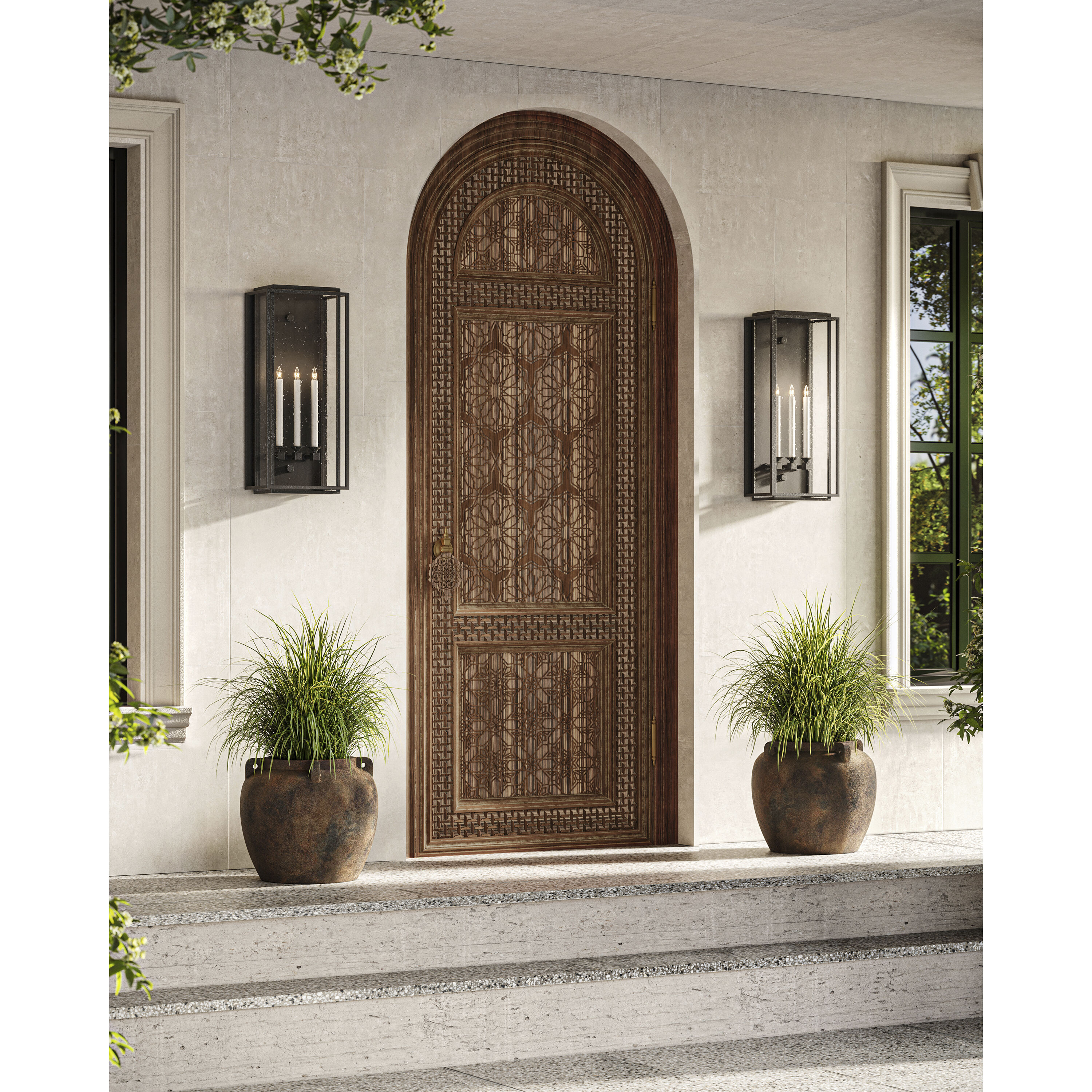 Royster 1 Light 13.75 inch Antique Brass/Clear Outdoor Wall Sconce