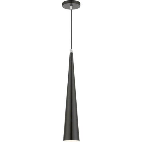 Andes 1 Light 5 inch Shiny Black with Polished Chrome Accents Single Pendant Ceiling Light, Tall