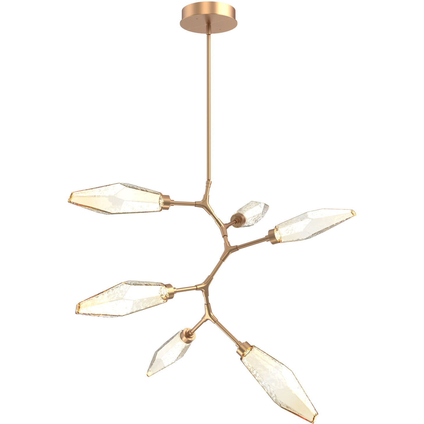 Rock Crystal LED 38.8 inch Novel Brass Chandelier Ceiling Light in 3000K LED, Chilled Amber, Modern Vine