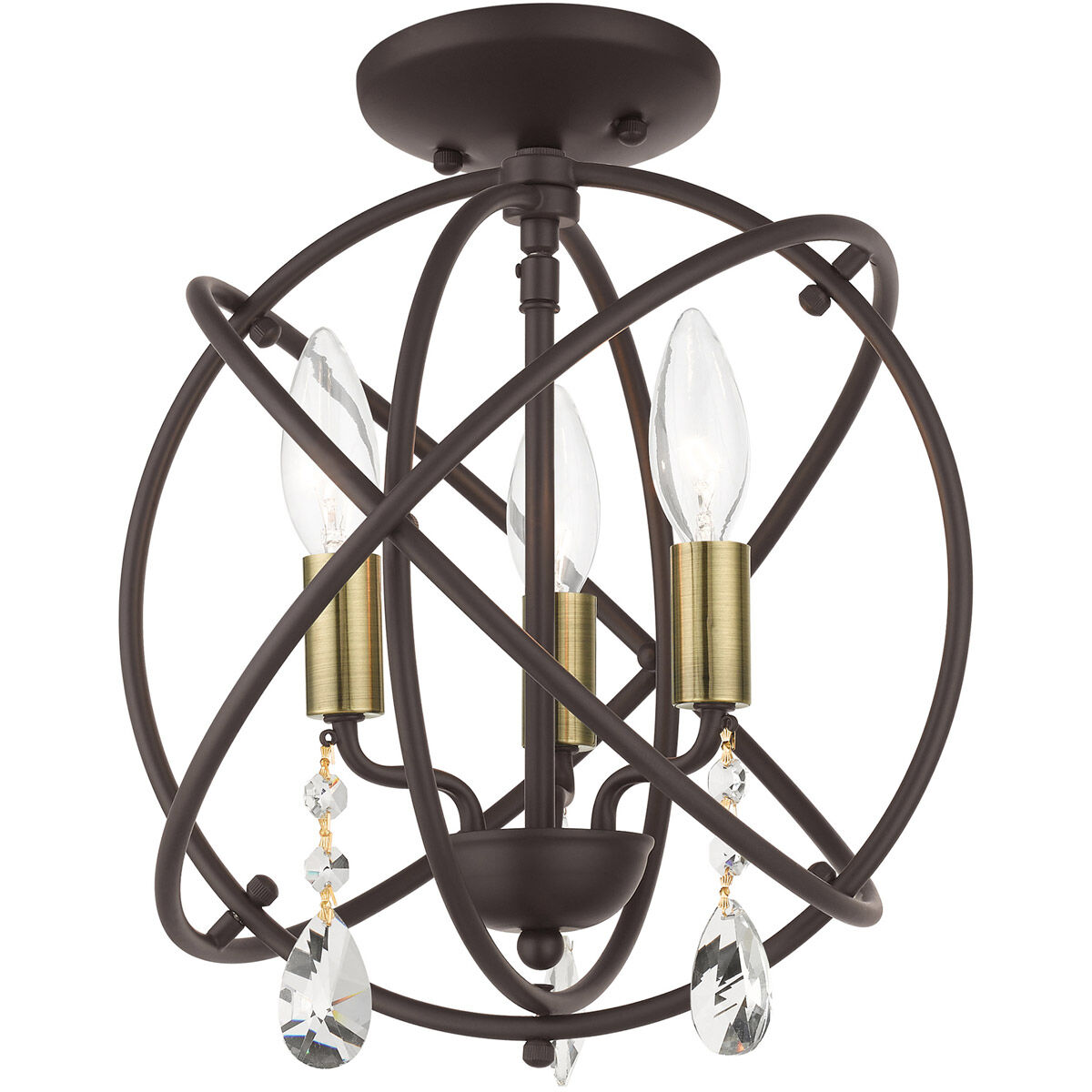 Aria 3 Light 13 inch Bronze Convertible Chandelier / Semi Flush Ceiling Light