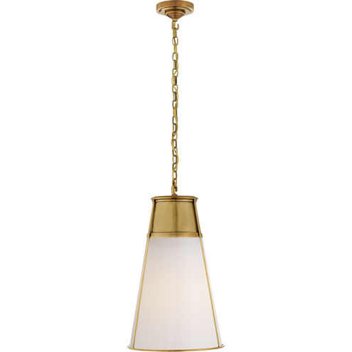 Thomas O'Brien Robinson 1 Light 12 inch Hand-Rubbed Antique Brass Pendant Ceiling Light in White Glass, Thomas O'Brien, Large, White Glass
