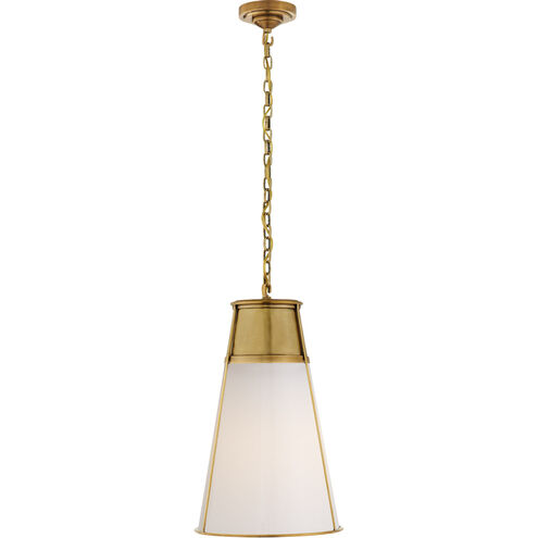 Thomas O'Brien Robinson 1 Light 11.75 inch Hand-Rubbed Antique Brass Pendant Ceiling Light in White Glass, Large