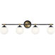 Benno 4 Light 34 inch Black Bath Bracket Wall Light, 4 Arm