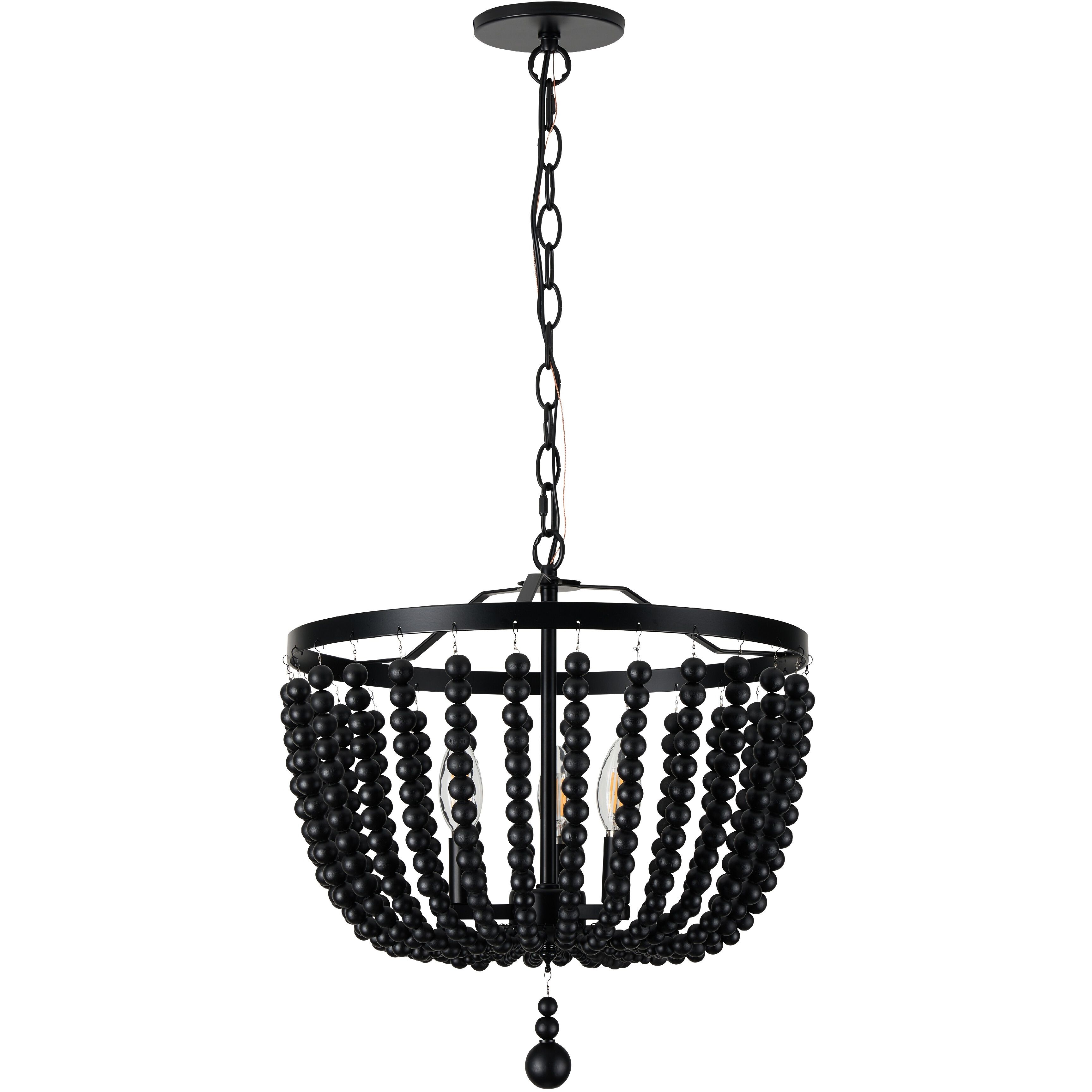 Bridget LED 16 inch Matte Black Pendant Ceiling Light, Beaded