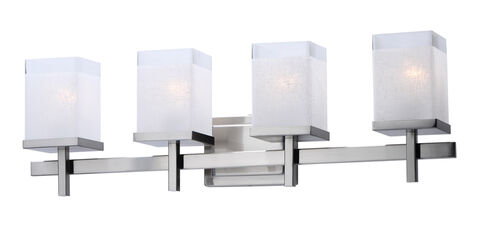 Tetra 4 Light 30 inch Satin Nickel Bath Vanity Wall Light in White Linen