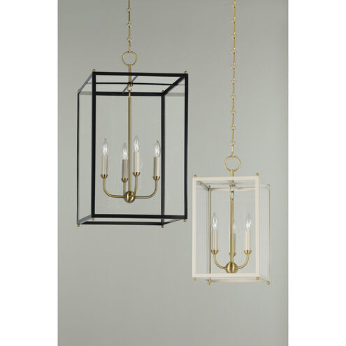 Chaselton 3 Light 10 inch Aged Brass/Off White Hanging Lantern Ceiling Light