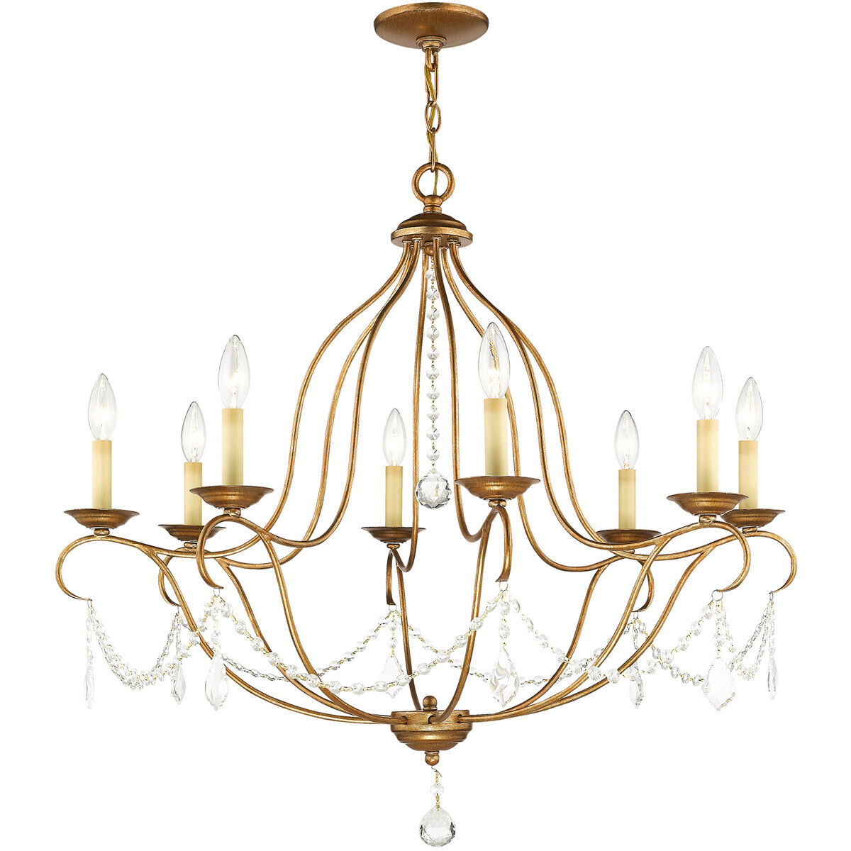 Chesterfield 8 Light 32 inch Antique Gold Leaf Chandelier Ceiling Light