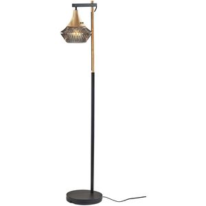 Elsie 60 inch 60.00 watt Black / Natural Wood Floor Lamp Portable Light