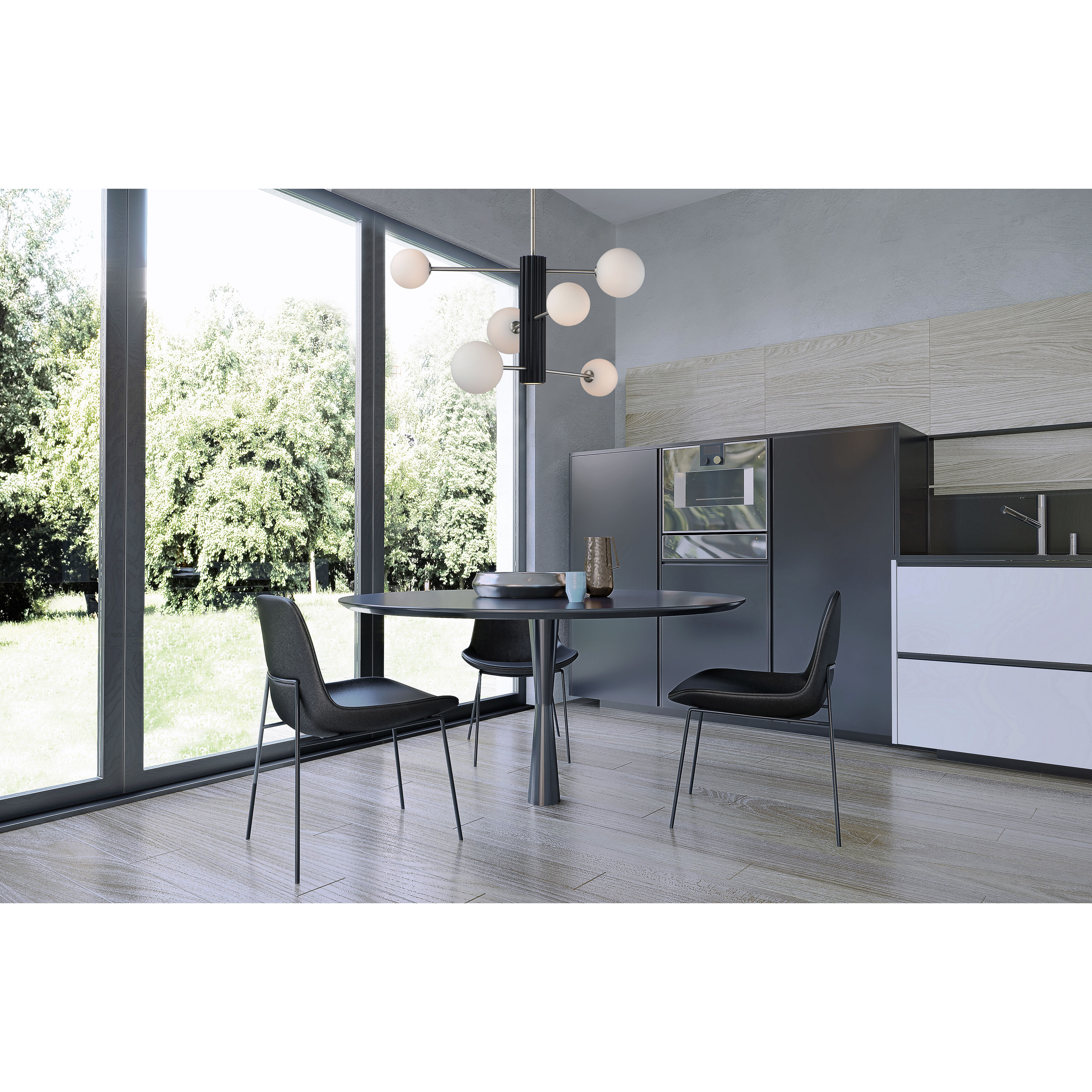 Cog LED 30 inch Black and Satin Nickel Multi-Light Pendant Ceiling Light