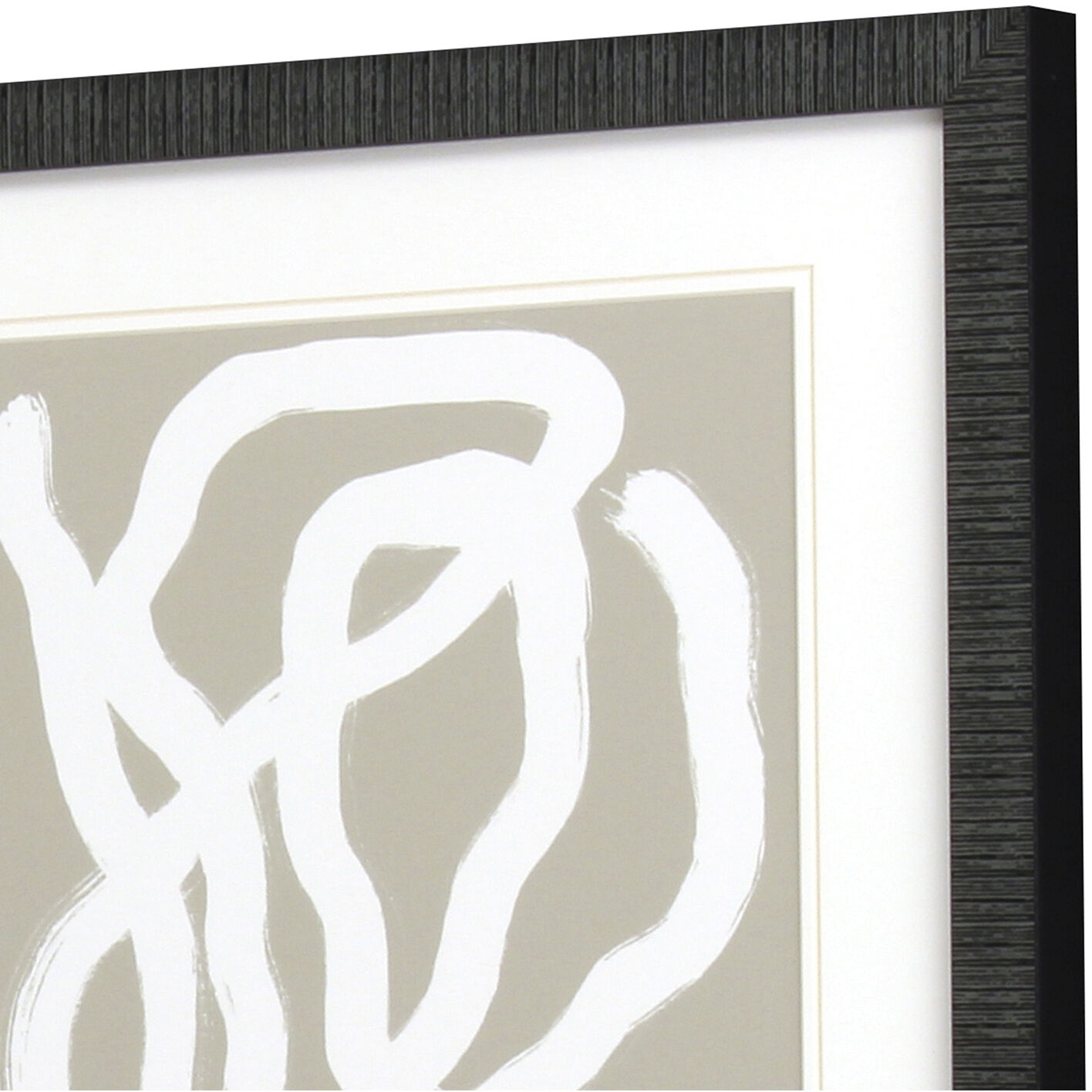 Naive Lines Black and Beige and Neutral and White Framed Art