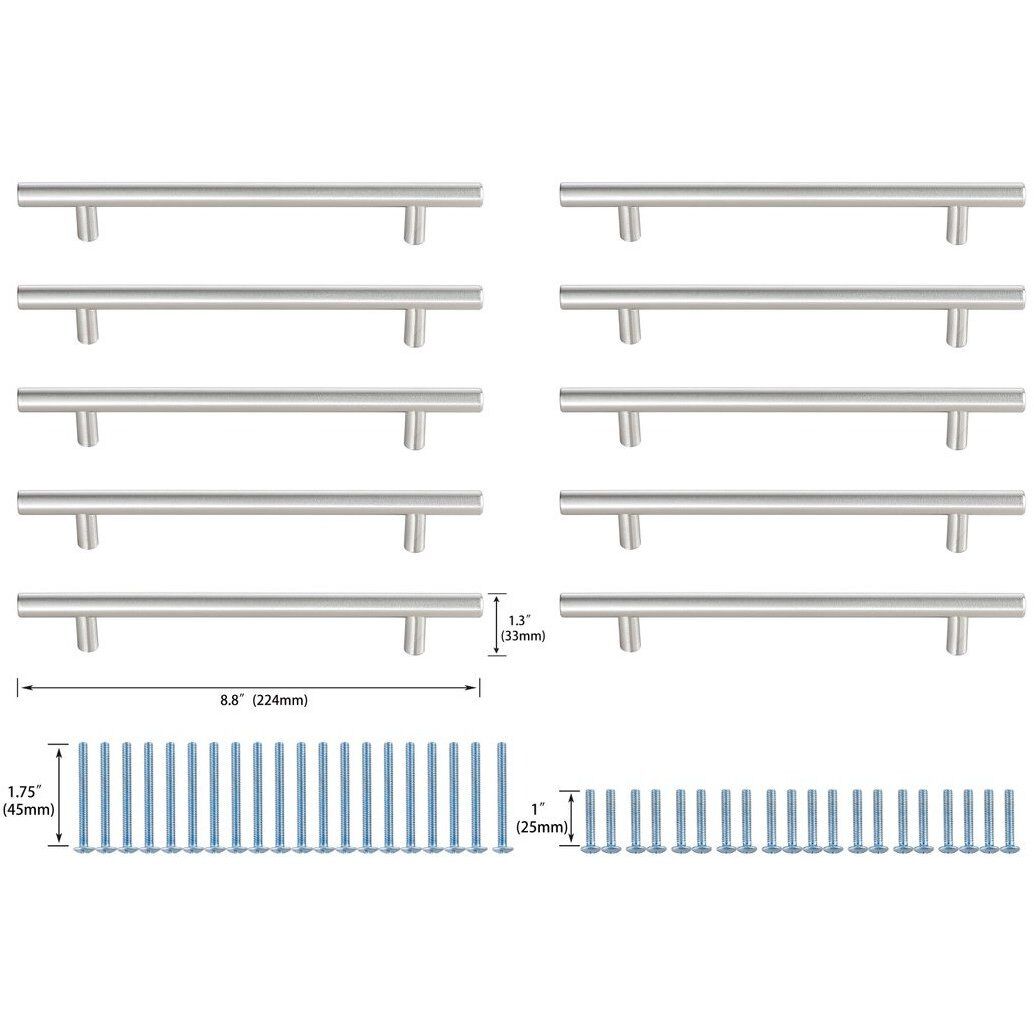 Quinn Brushed Nickel Hardware Drawer Pull in 6-5/16in Center to Center Bar, Set of 10