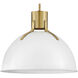 Argo LED 20 inch Polished White with Lacquered Brass Indoor Pendant Ceiling Light