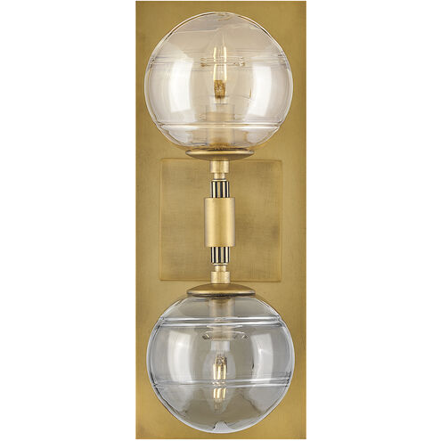 Oberon 2 Light 7 inch Heritage Brass Sconce Wall Light