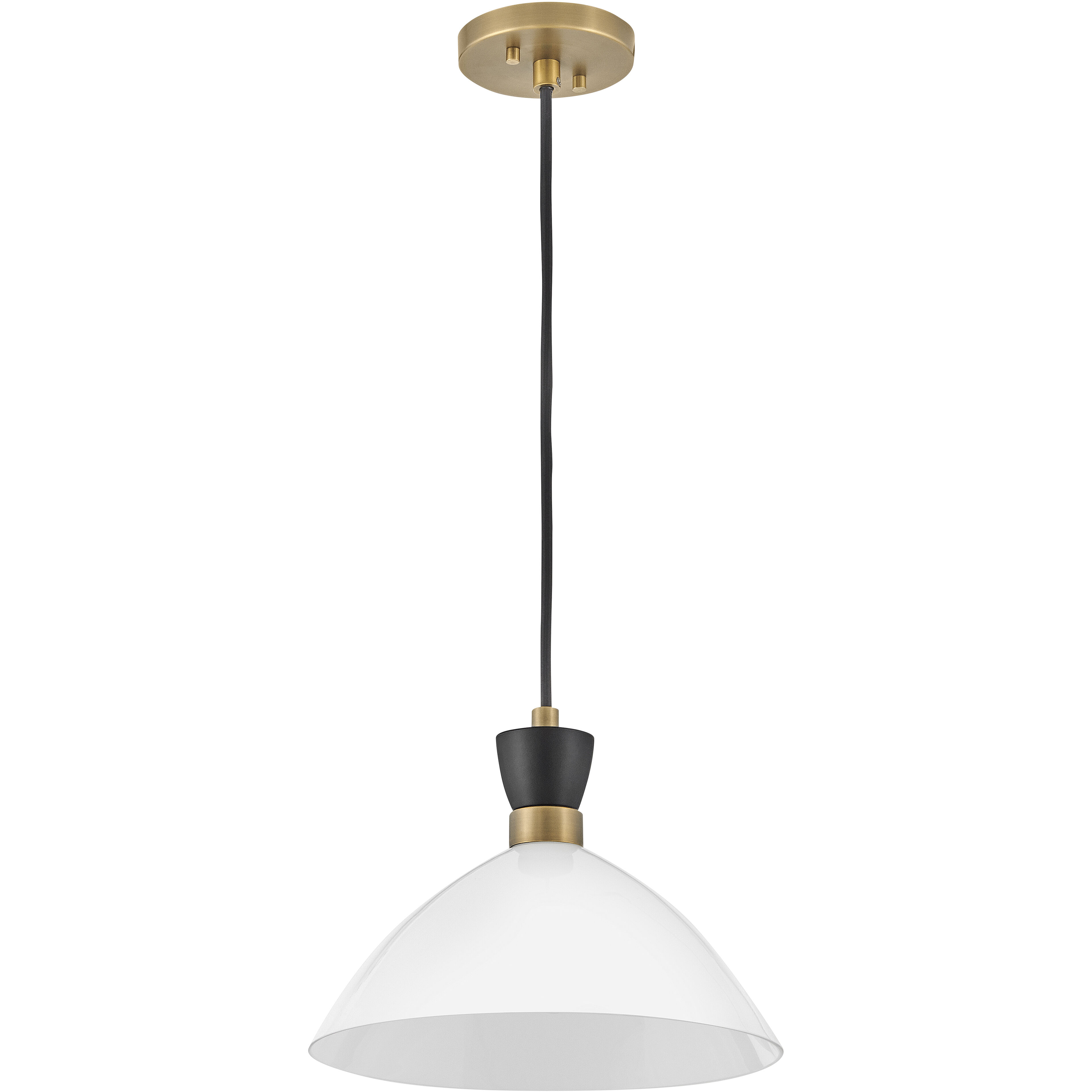 Simon 1 Light 13 inch Black with Heritage Brass Pendant Ceiling Light in Cased Opal