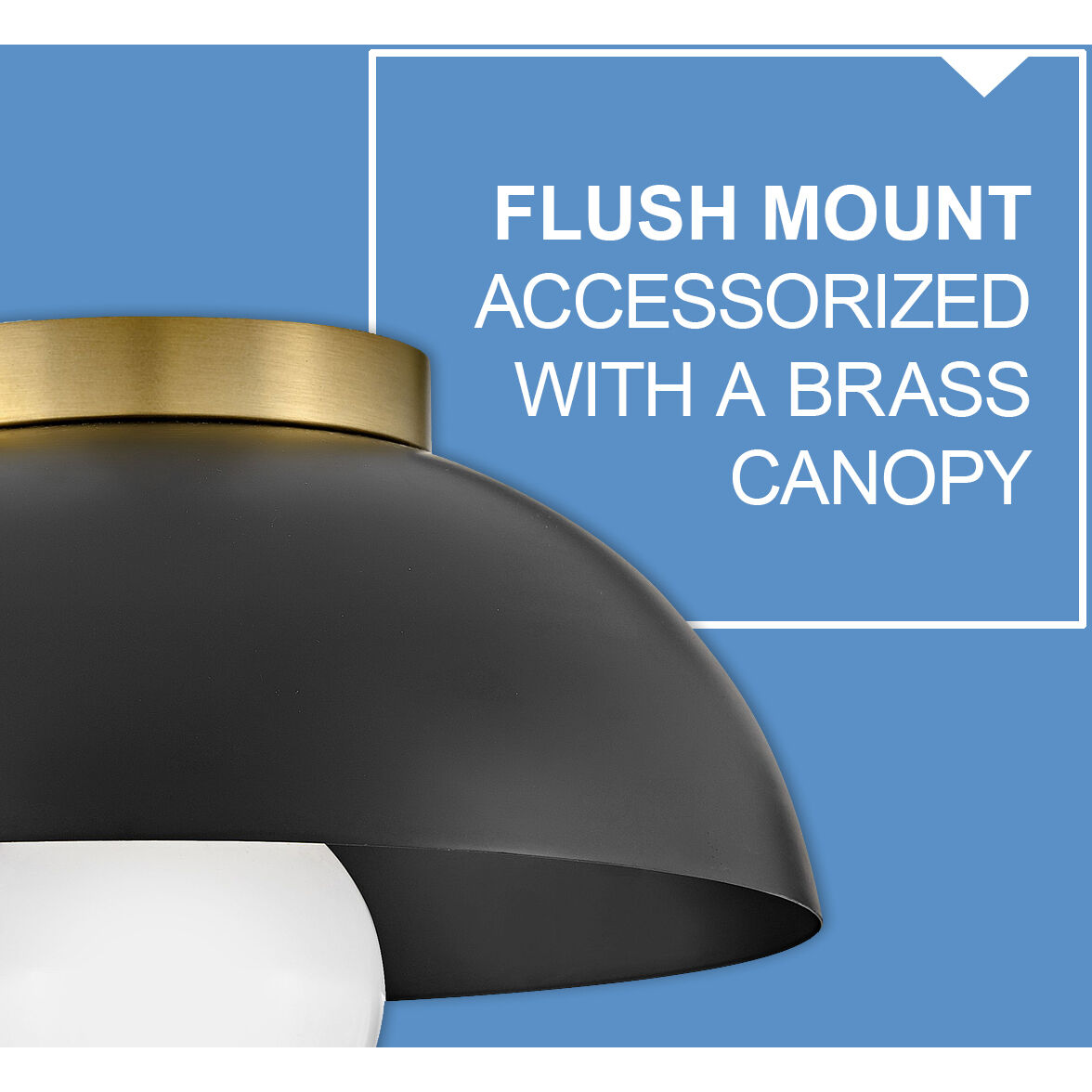 Stu LED 11 inch Black Foyer Light Ceiling Light in Black with Lacquered Brass, Flush Mount