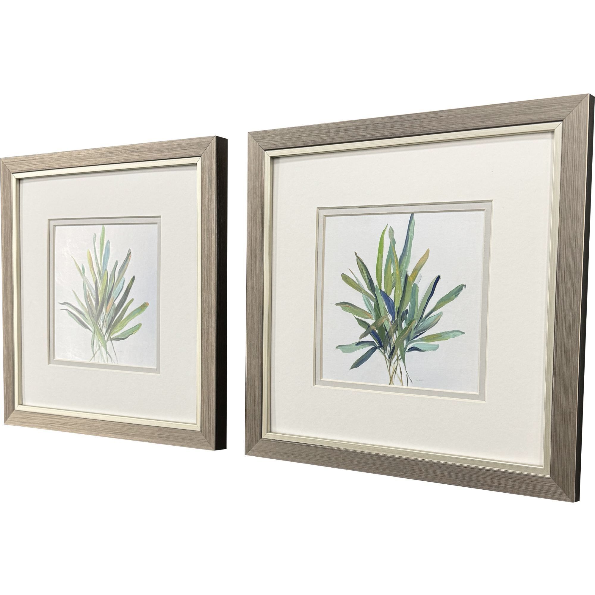 Tropical Leaves Square Green and Turquoise and Blue and Teal Framed Art, Propac