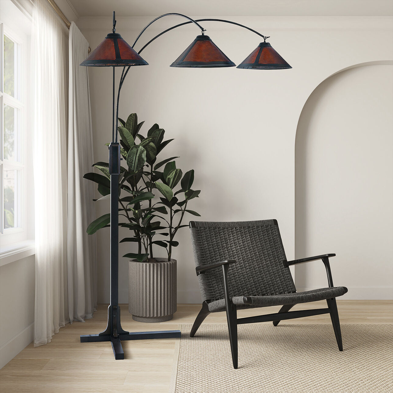 Natural Mica 86 inch 75.00 watt Bronze and Espresso Arc Floor Lamp Portable Light