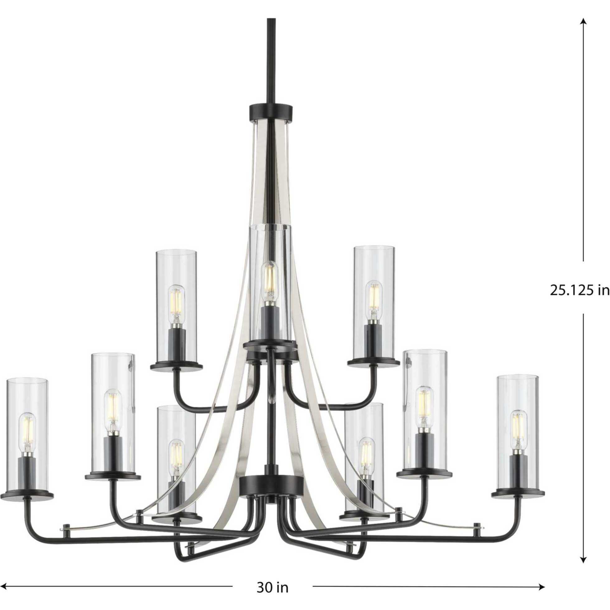 Riley 9 Light 30 inch Matte Black Chandelier Ceiling Light