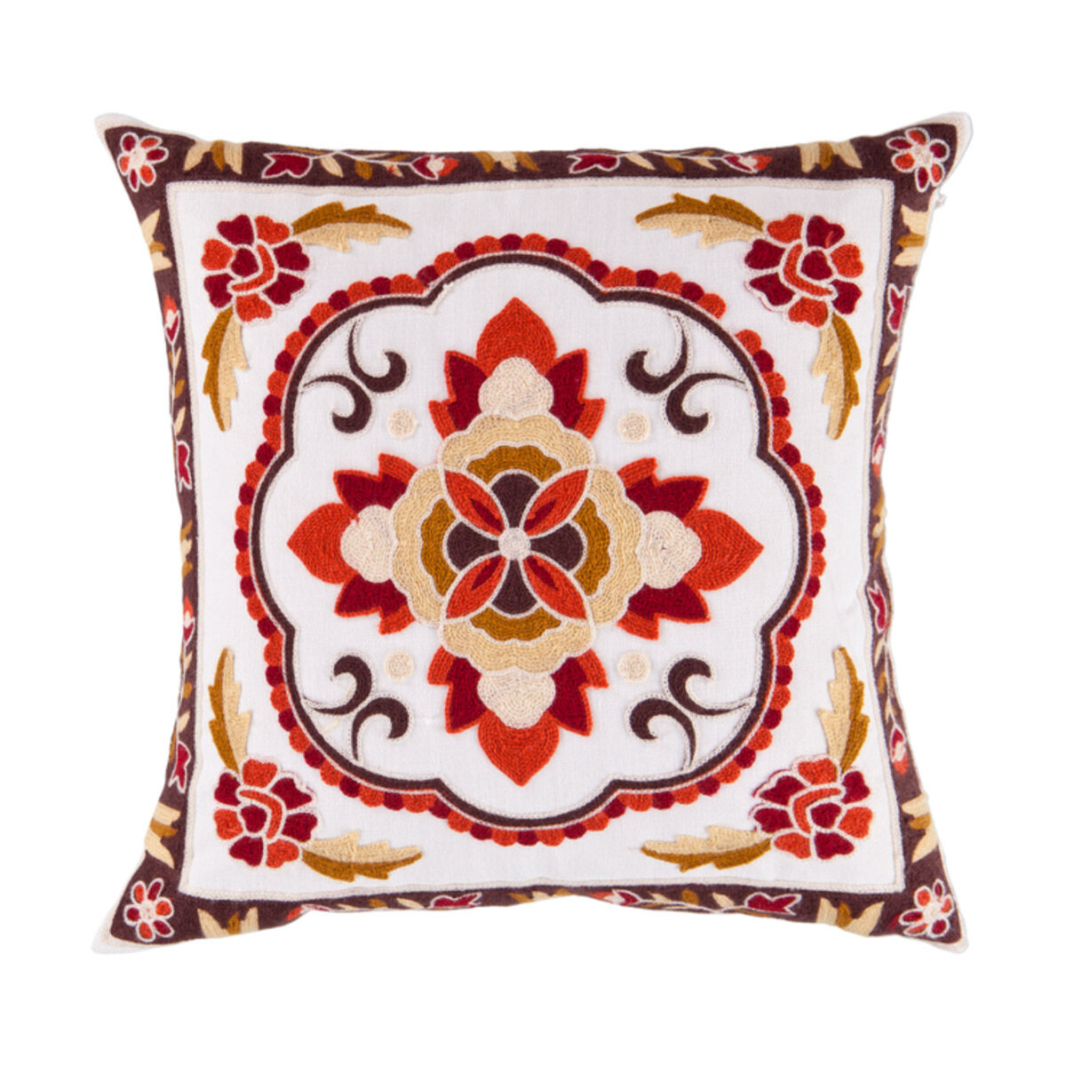 Botanical 18 X 18 inch Ivory and Dark Brown Throw Pillow