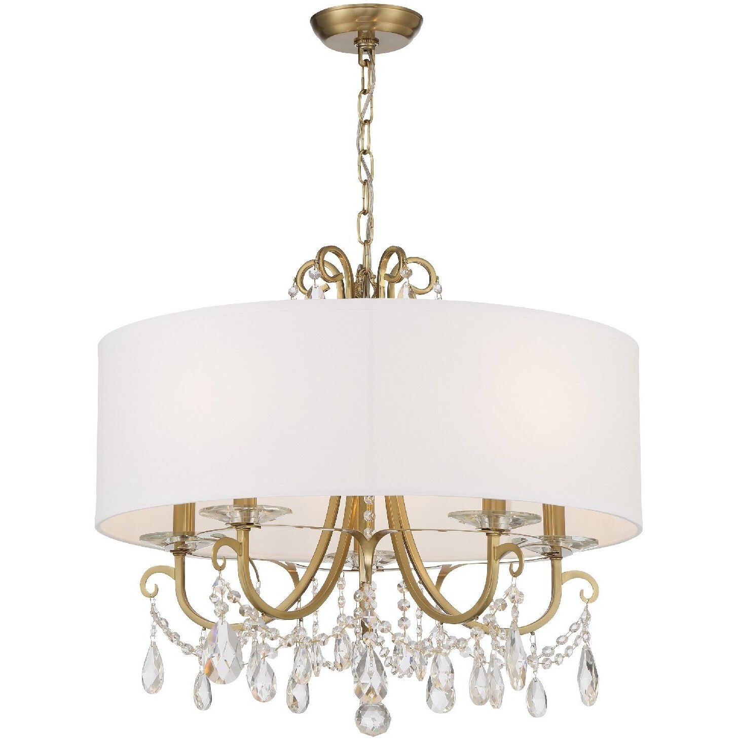 Othello 5 Light 24 inch Vibrant Gold Chandelier Ceiling Light in Clear Swarovski Strass