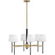 Saunders 6 Light 30 inch Black with Lacquered Brass Chandelier Ceiling Light