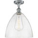 Edison Bristol Glass 1 Light 12 inch Brushed Satin Nickel Semi-Flush Mount Ceiling Light in Matte White Glass