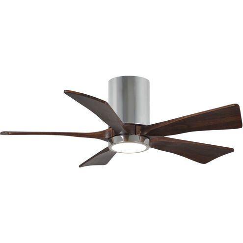 Atlas Irene-5HLK 42 inch Polished Chrome with Walnut Tone Blades Ceiling Mount Paddle Fan, Flush Mounted