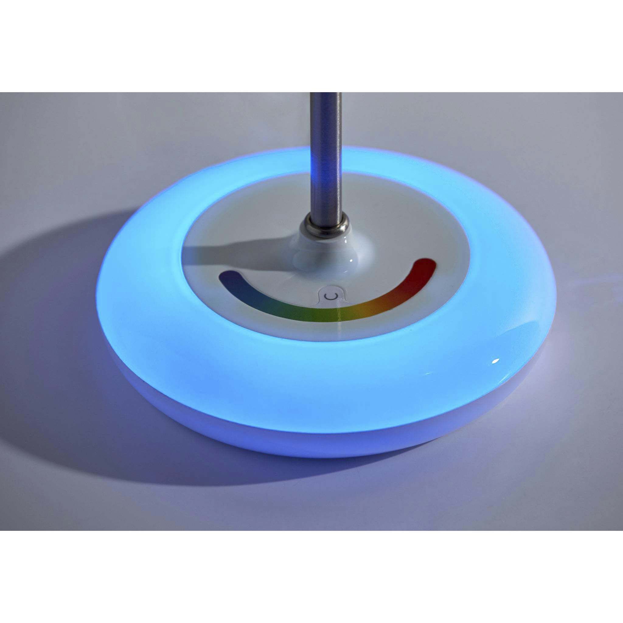 Mia 18.5 inch 40 watt Brushed Steel Color Changing Table Lamp Portable Light in White, Simplee Adesso