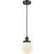 Ballston Beacon LED 6 inch Matte Black Mini Pendant Ceiling Light in Matte White Glass, Black Textured, Ballston