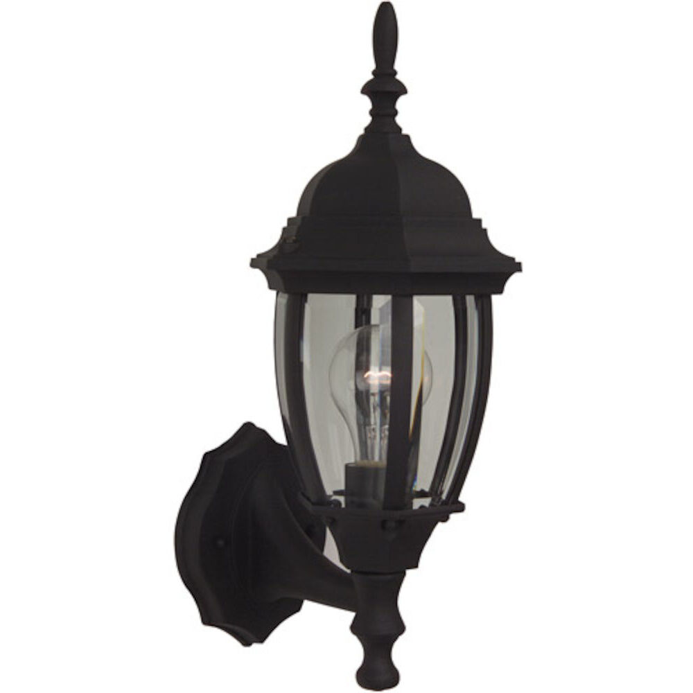 Bent Glass 1 Light 16 inch Textured Black Outdoor Wall Sconce, Small
