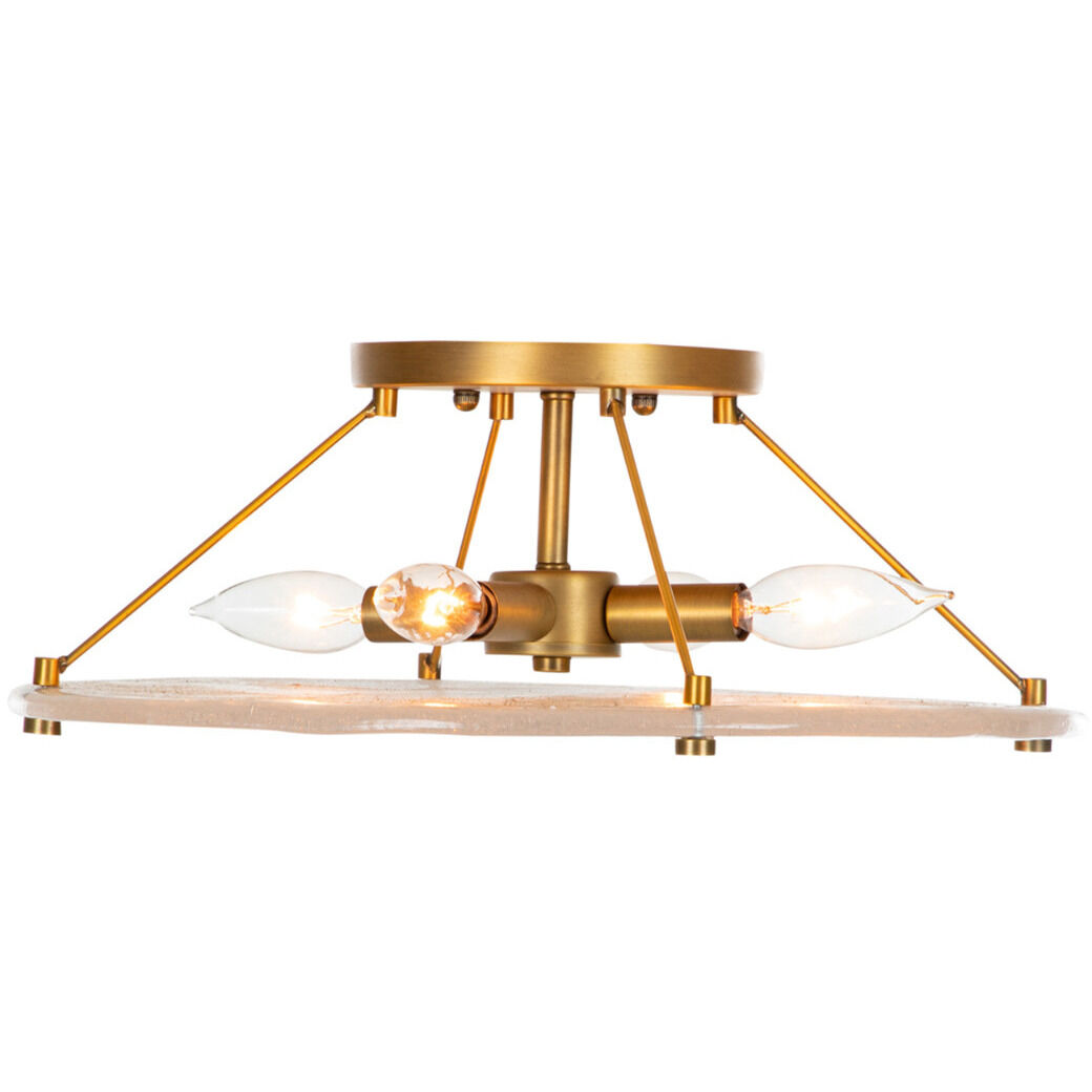 Madison 4 Light 16 inch Stained Gold / Cast Glass Flush Mount Ceiling Light