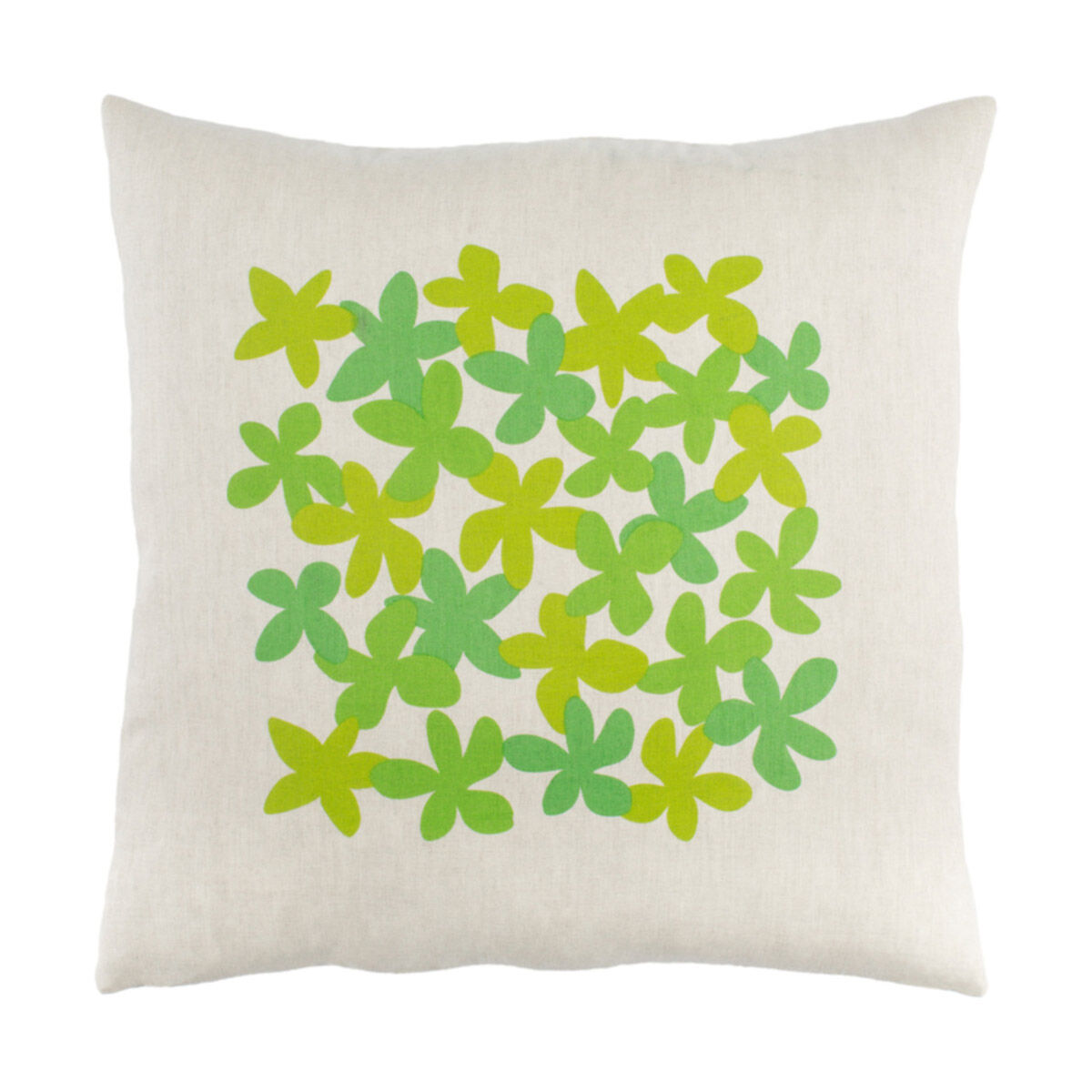 Little Flower 20 X 20 inch Grass Green and Lime Throw Pillow
