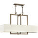 Hampton 4 Light 42 inch Brushed Bronze Indoor Linear Chandelier Ceiling Light