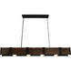 Pago LED 59 inch Black and Wood Drum Shade Island Light Ceiling Light