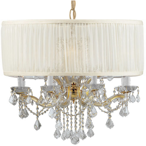 Brentwood 12 Light 30 inch Gold Chandelier Ceiling Light in Silk, Hand Cut Crystal