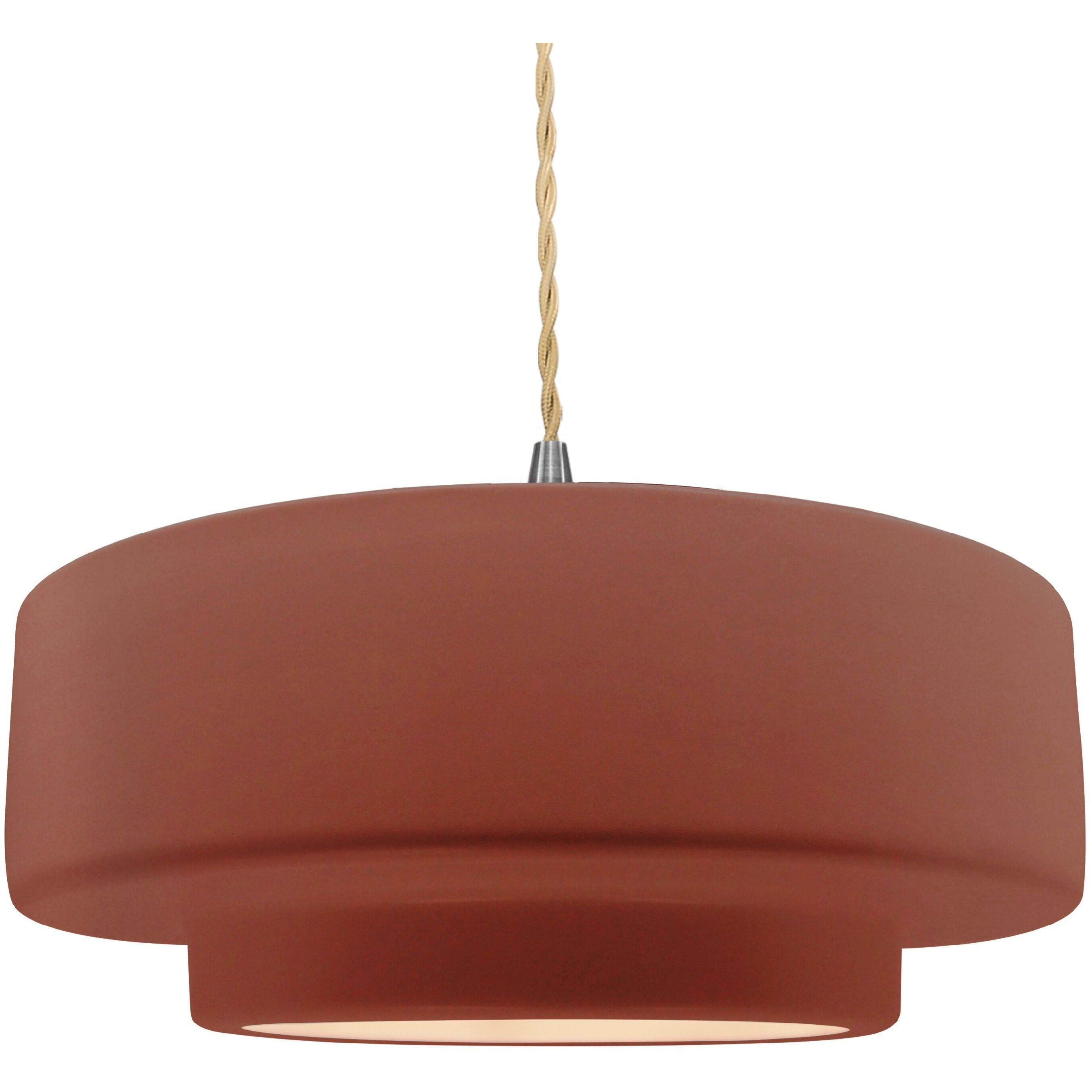 Radiance Collection - Tier Pendant Ceiling Light in Brushed Nickel, Dedicated LED, Beige Twist Cord, Canyon Clay, 16.25W x 6H, Form+Finish+Function