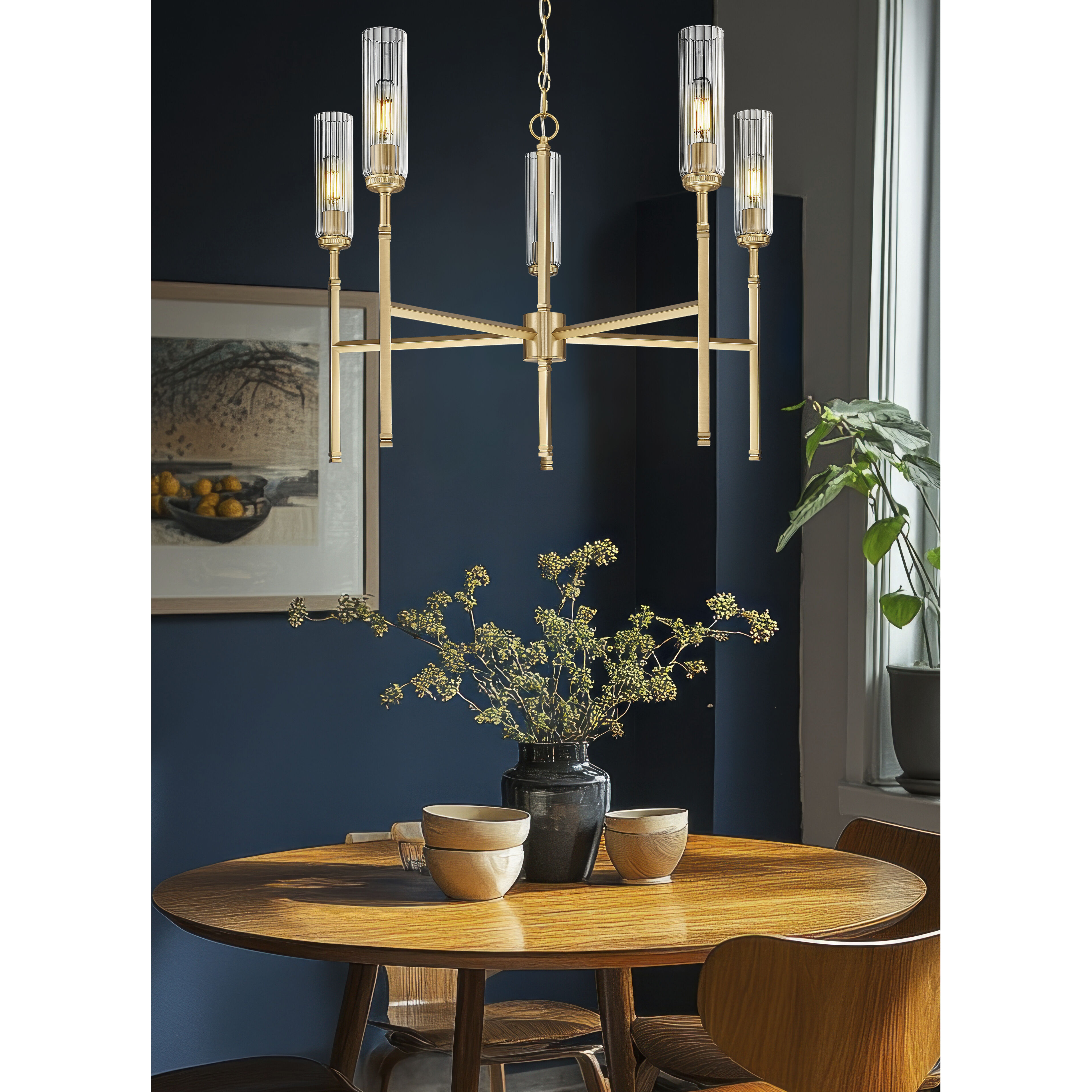 Esme 5 Light 32 inch Modern Gold Chandelier Ceiling Light