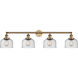 Franklin Restoration Large Bell 4 Light 44 inch Brushed Brass Bath Vanity Light Wall Light in Seedy Glass, Franklin Restoration