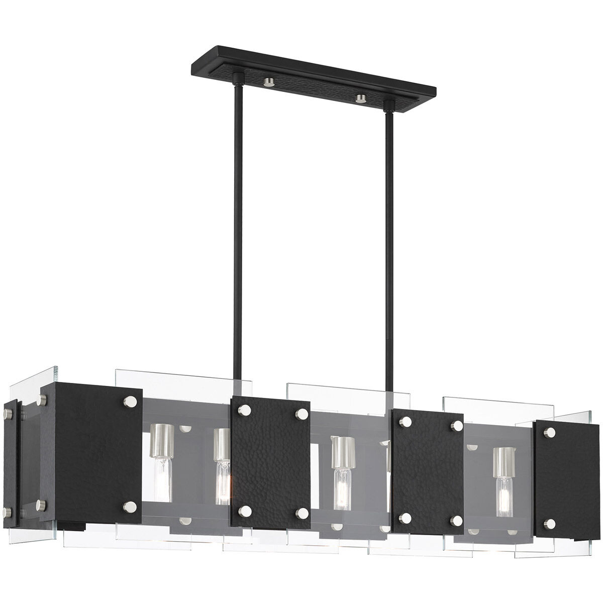 Barcelona 8 Light 44 inch Black with Brushed Nickel Accents Linear Chandelier Ceiling Light