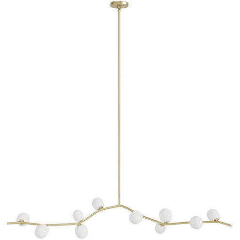 Hampton LED 10 inch Brushed Brass Chandelier Ceiling Light in White Glass