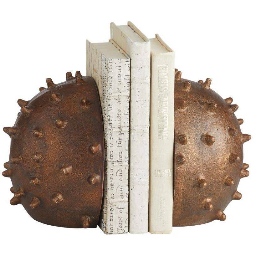Fenwick 8.5 inch Dark Antique Brass Bookends, Set of 2